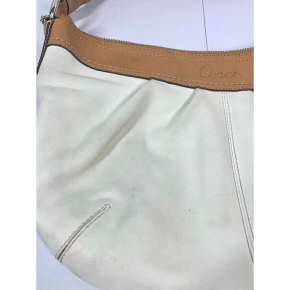 Coach Ivory White & Brown Leather Hobo Bag A1073-F13730 - Picture 8 of 12